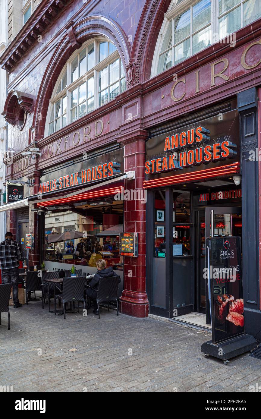 Angus Steak house London. Angus Steakhouse restaurant on Argyll St near Oxford Circus London. Angus Steakhouses was founded in London in 1968. Stock Photo