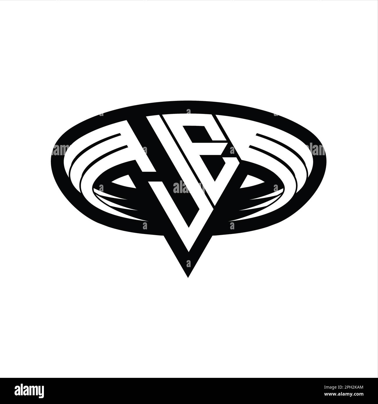 JE Logo monogram letter with triangle shape slice isolated outline ...