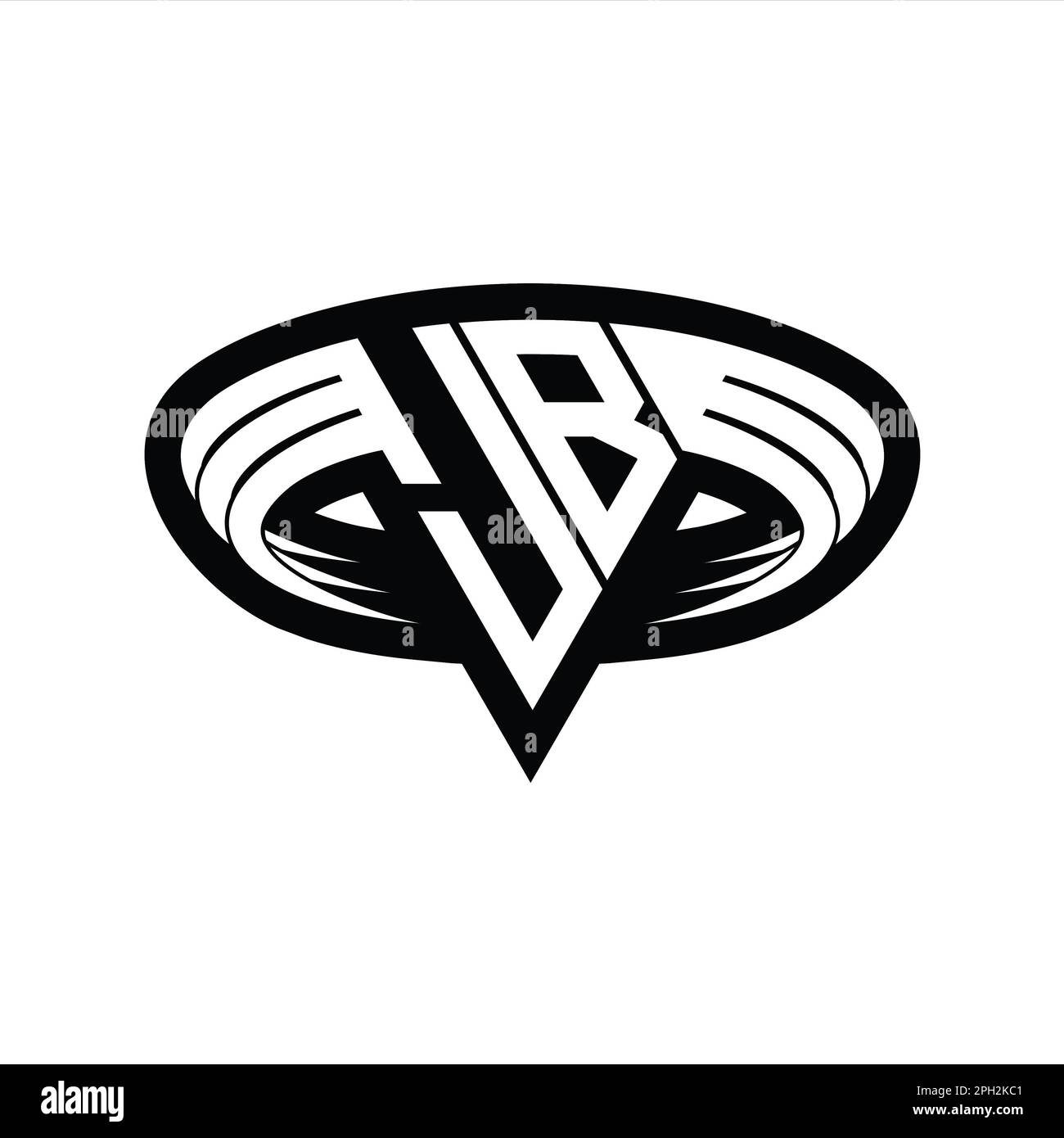JB Logo monogram letter with triangle shape slice isolated outline ...
