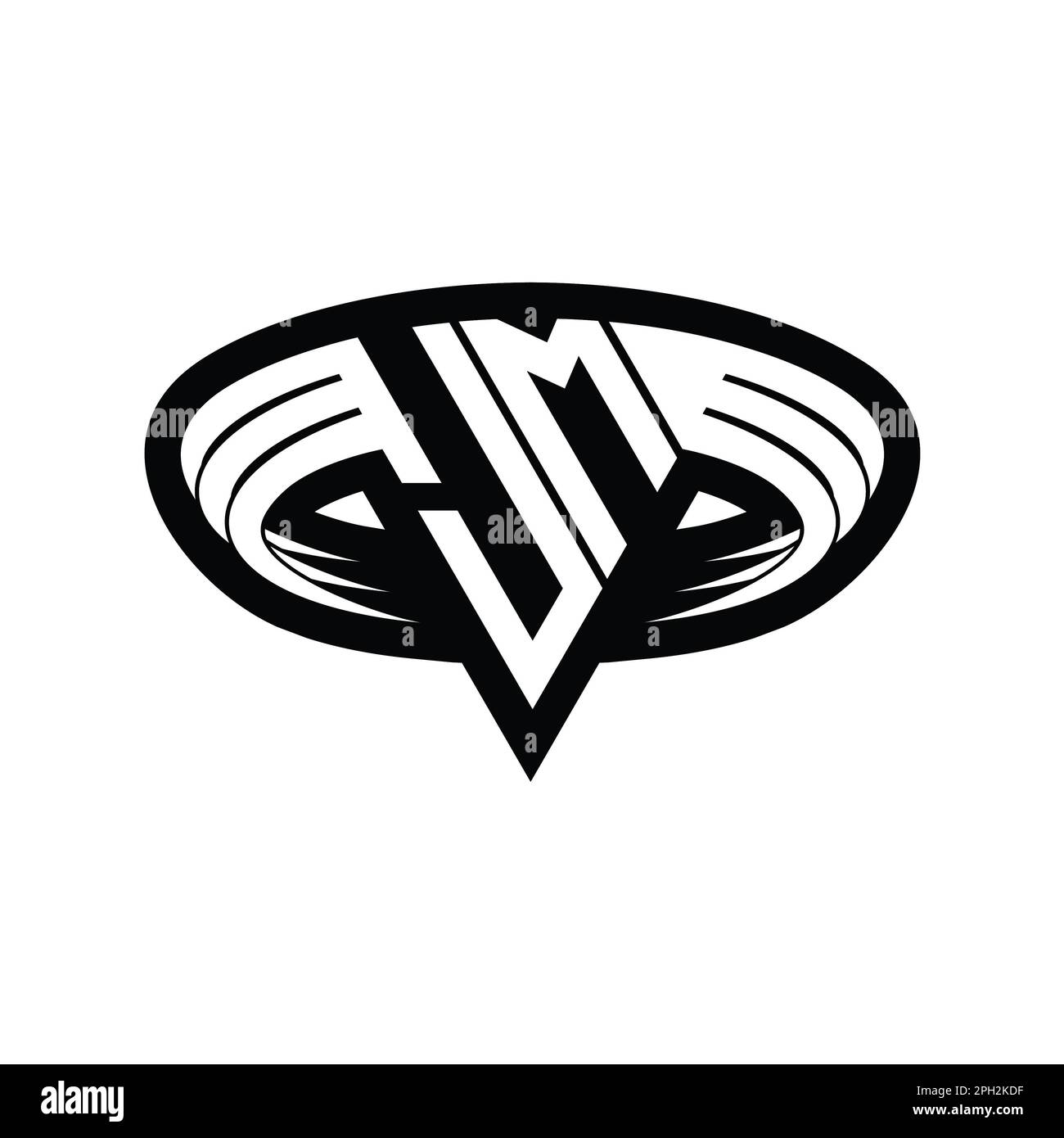 JM Logo monogram letter with triangle shape slice isolated outline ...