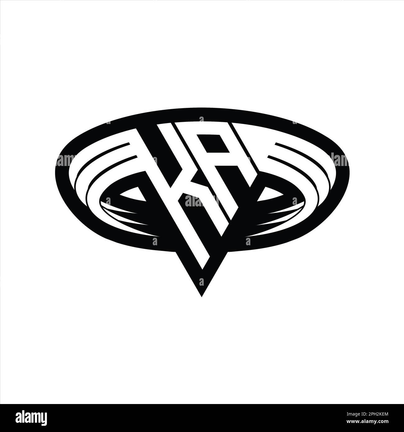 KA Logo monogram letter with triangle shape slice isolated outline