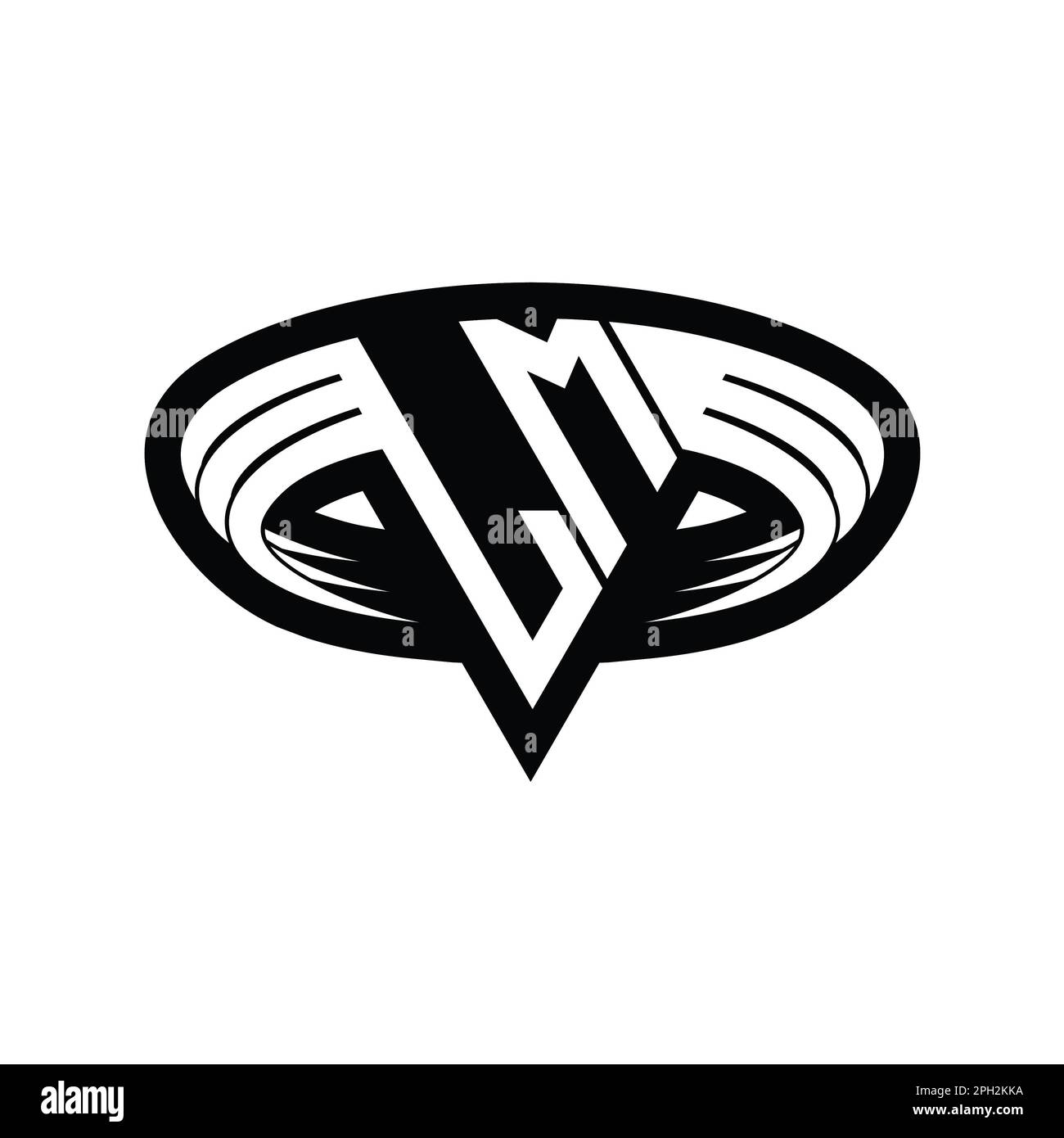 LM monogram letter with triangle shape slice isolated outline design ...