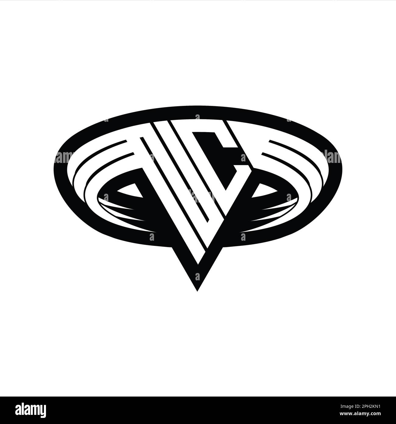 NC Logo monogram letter with triangle shape slice isolated outline ...