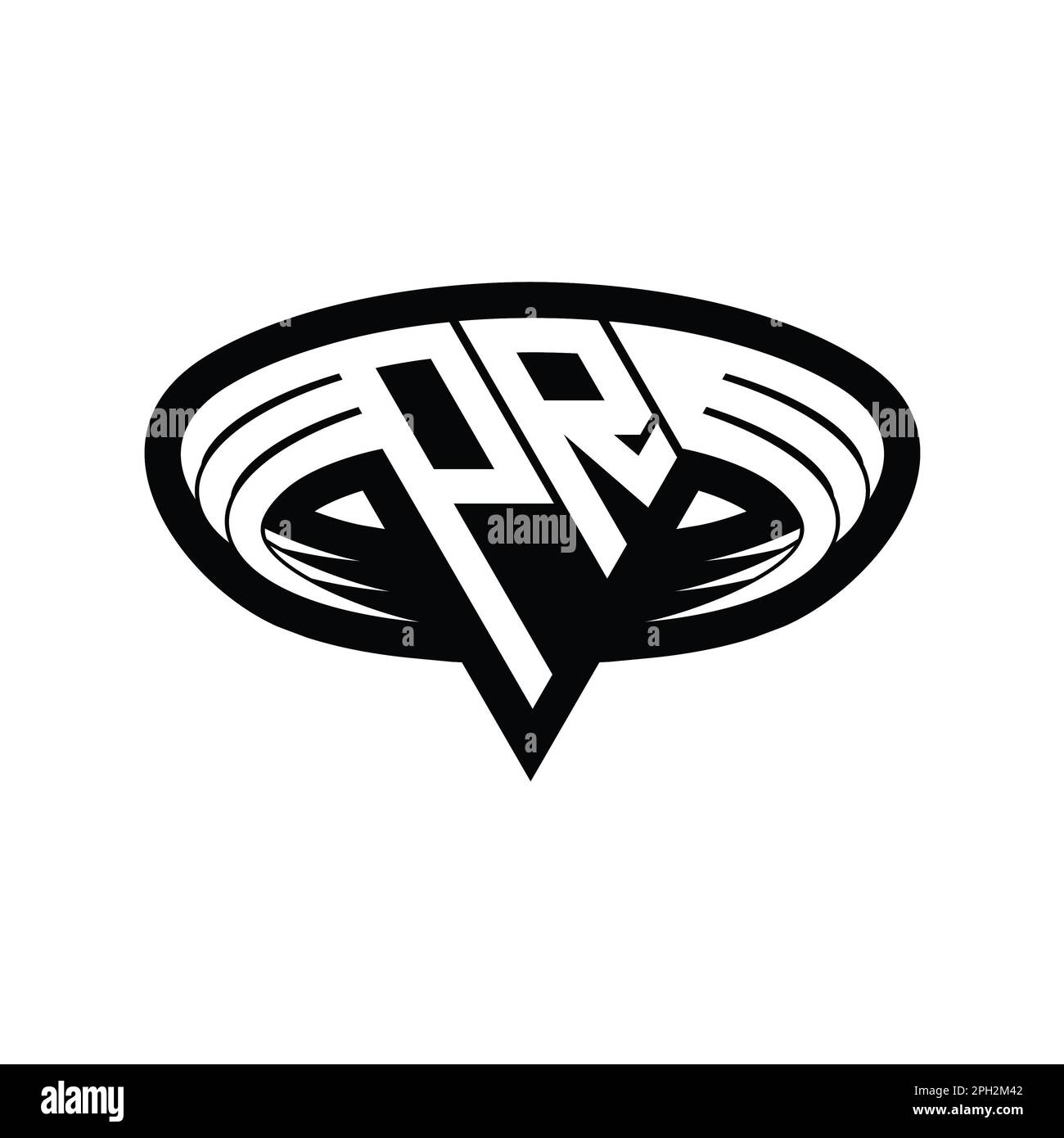PR Logo monogram letter with triangle shape slice isolated outline ...