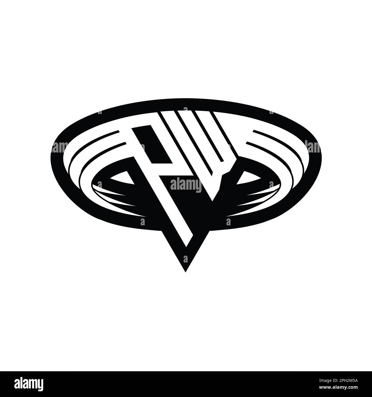PW Logo monogram letter with triangle shape slice isolated outline ...