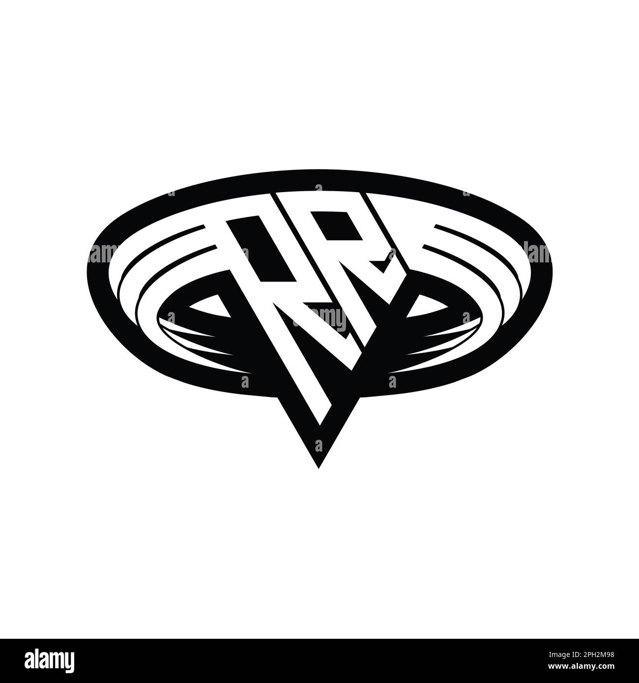 RR Logo monogram letter with triangle shape slice isolated outline ...