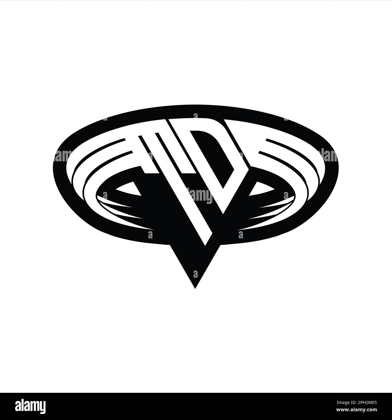 TD Logo monogram letter with triangle shape slice isolated outline ...