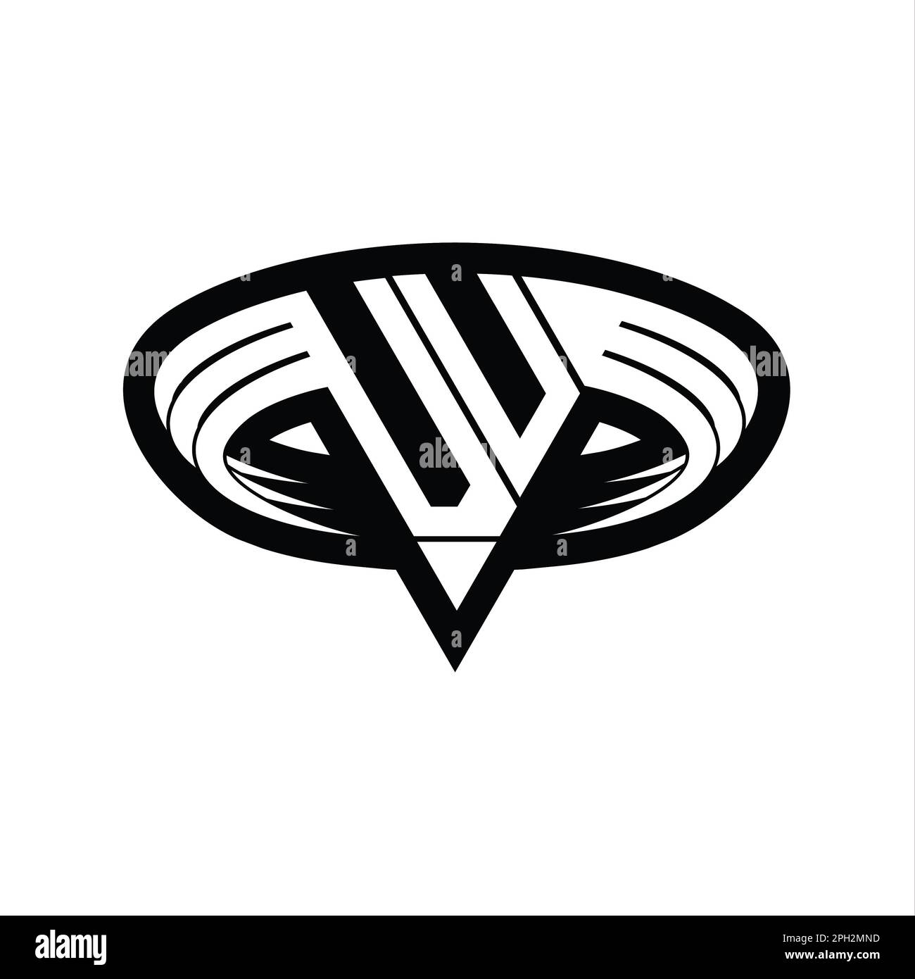 VU Logo monogram letter with triangle shape slice isolated outline ...