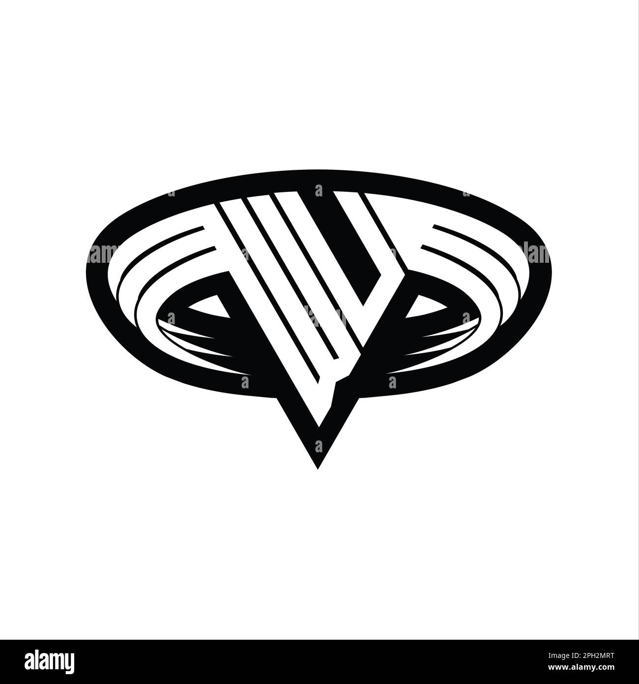 WU Logo monogram letter with triangle shape slice isolated outline ...