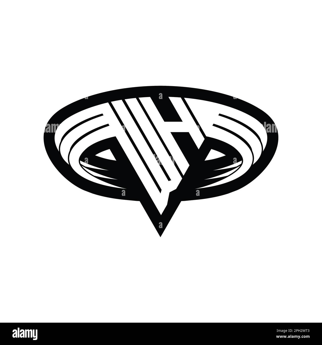 WH Logo monogram letter with triangle shape slice isolated outline ...