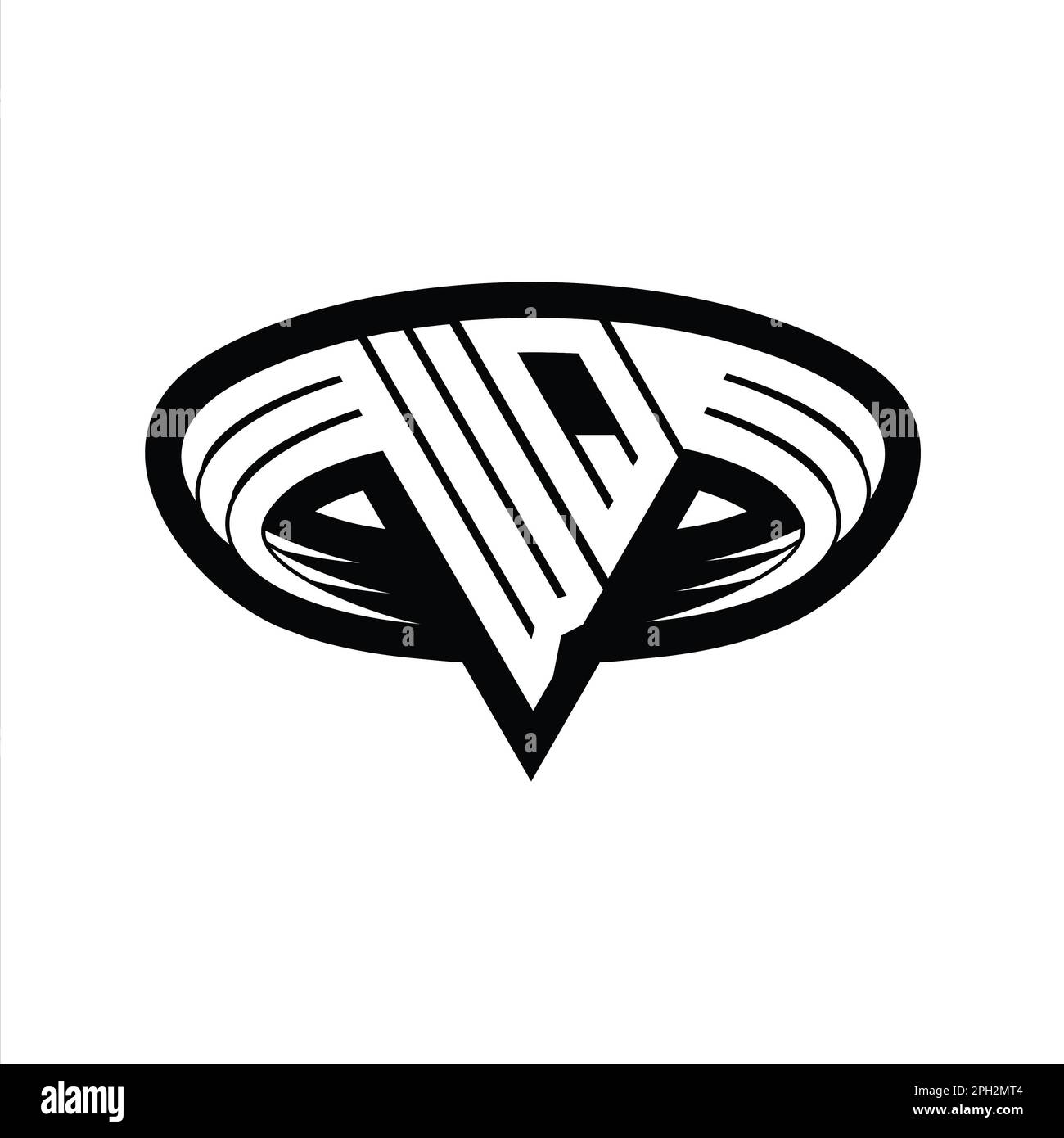 WQ Logo monogram letter with triangle shape slice isolated outline ...