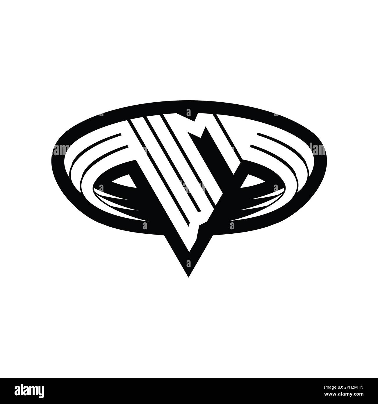 WM Logo monogram letter with triangle shape slice isolated outline ...