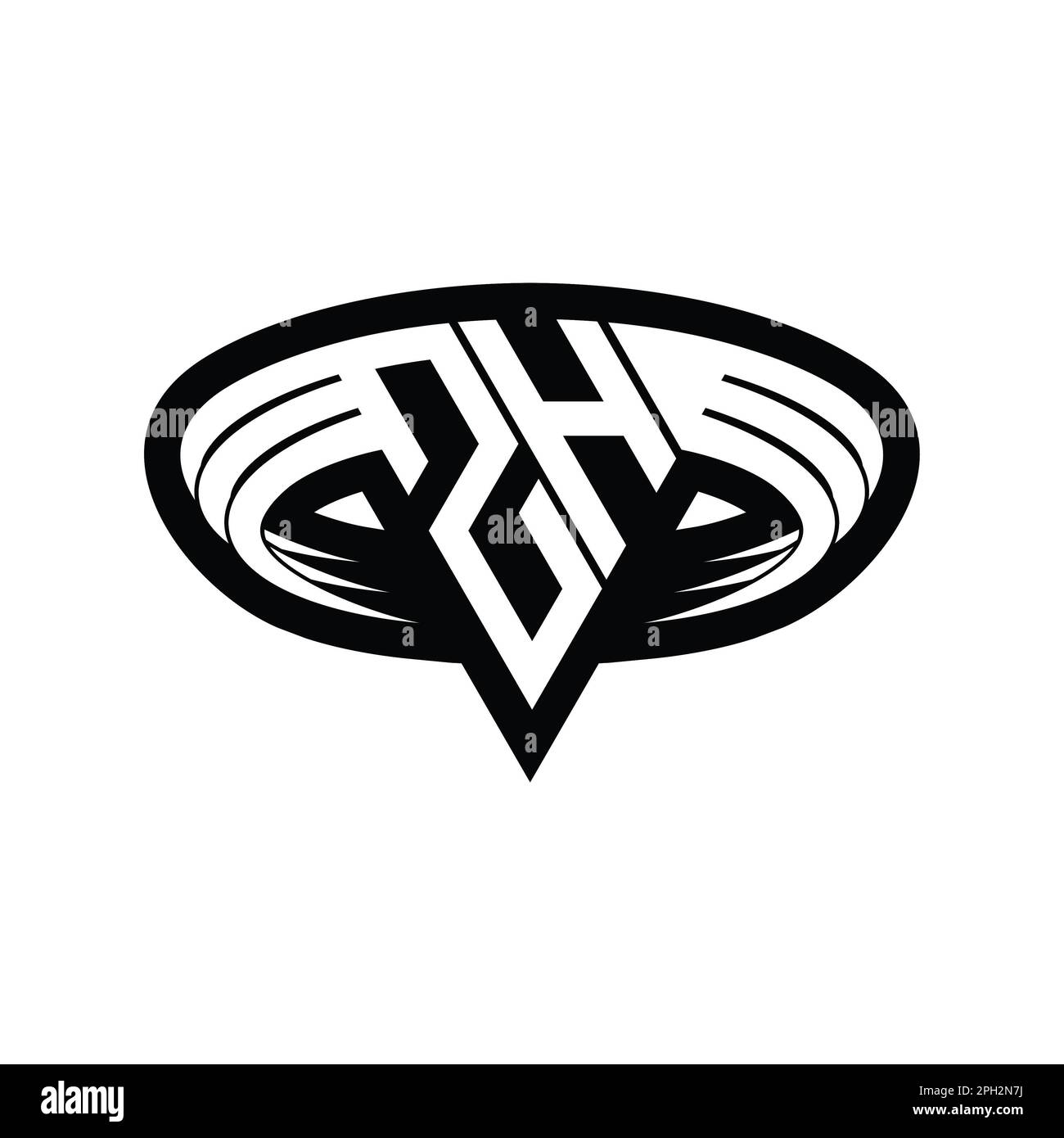 ZH Logo monogram letter with triangle shape slice isolated outline ...
