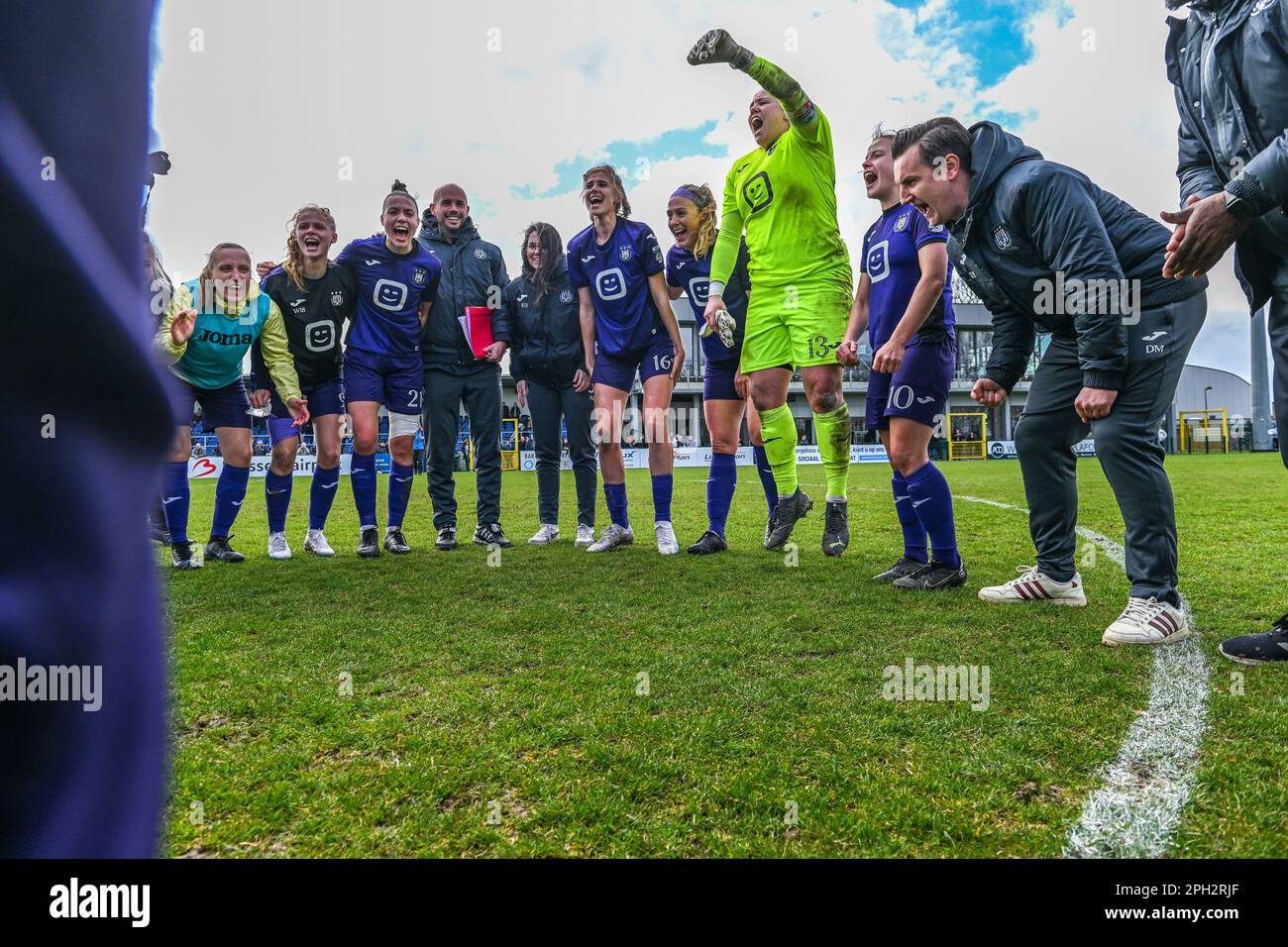 Zaventem, Belgium. 25th Mar, 2023. Players of Anderlecht pictured after a female soccer game