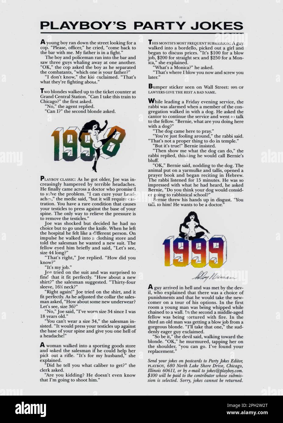 Vintage January 1999 "Playboy" 45th Anniversary Issue, Jokes Page,USA