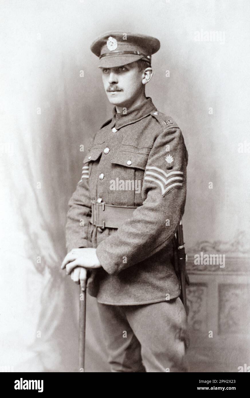 First World War era portrait a British soldier, a Sergeant in the Royal Engineers, Stock Photo