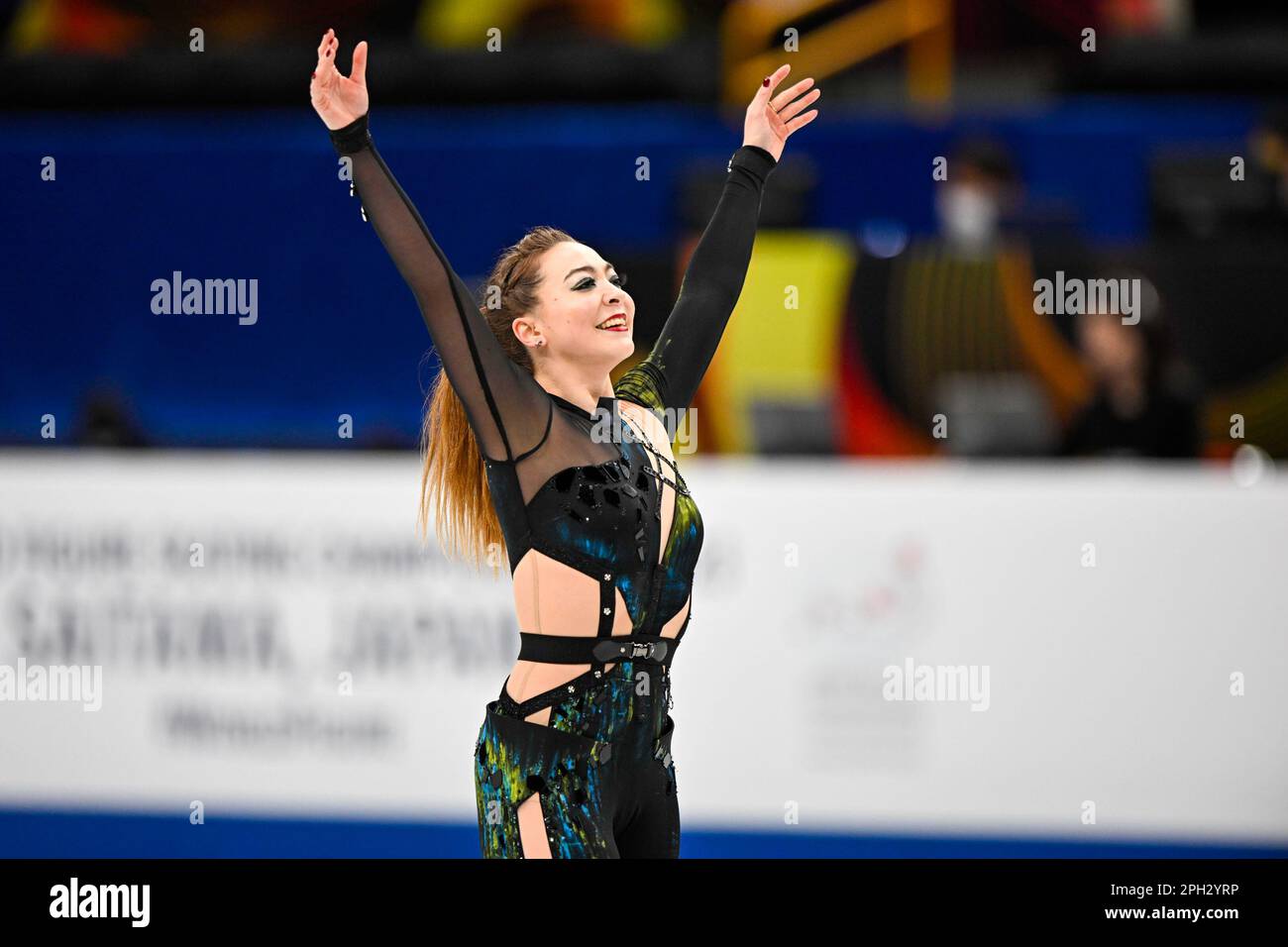 SAITAMA, JAPAN - MARCH 25: Allison Reed of Lithuania competes in the Ice Dance Free Dance during the ISU World Figure Skating Championships 2023 at Saitama Super Arena on March 25, 2023 in Saitama, Japan (Photo by Pablo Morano/BSR Agency) Stock Photo