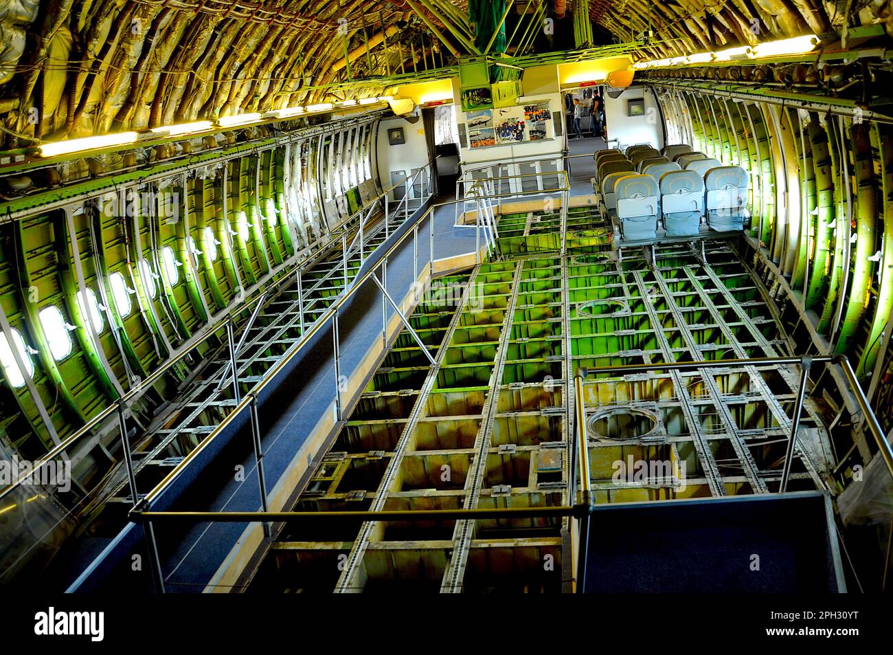 inside Stripped Down Boeing 747 Jumbo Jet Stock Photo