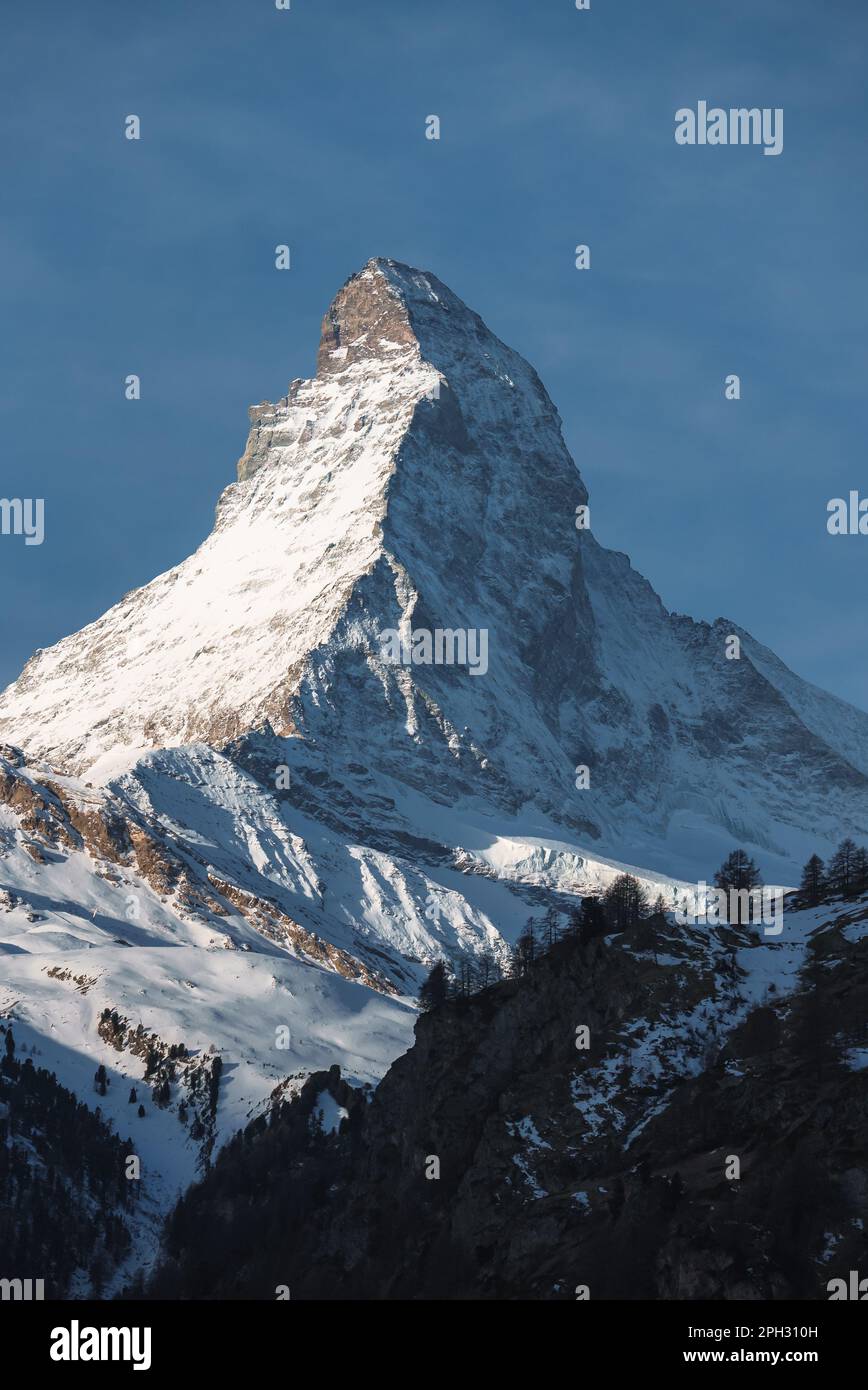 Scenic sunrise or sunset view of Matterhorn - one of the most famous ...