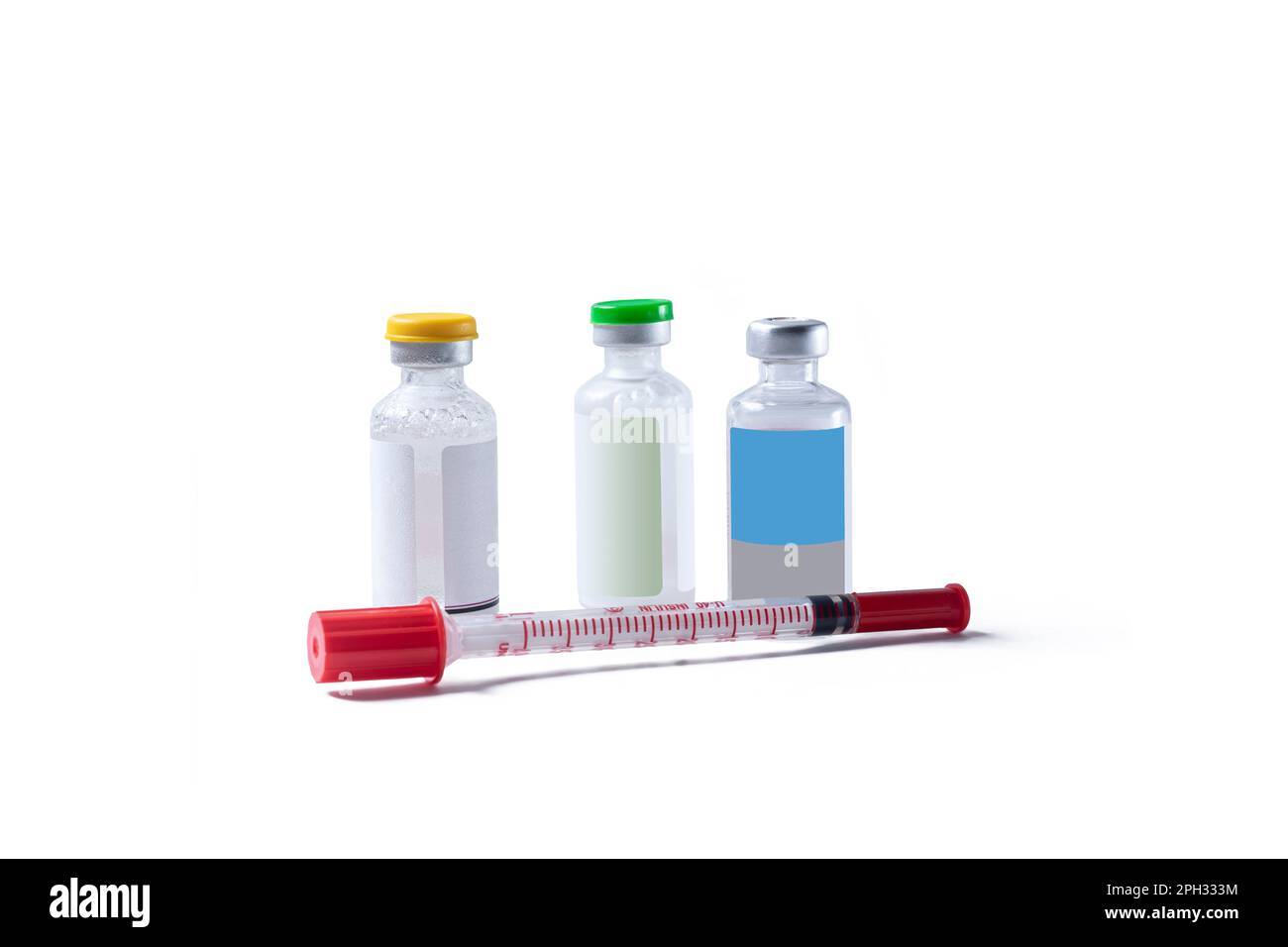 Vaccine vials and syringe isolated on white background Stock Photo - Alamy