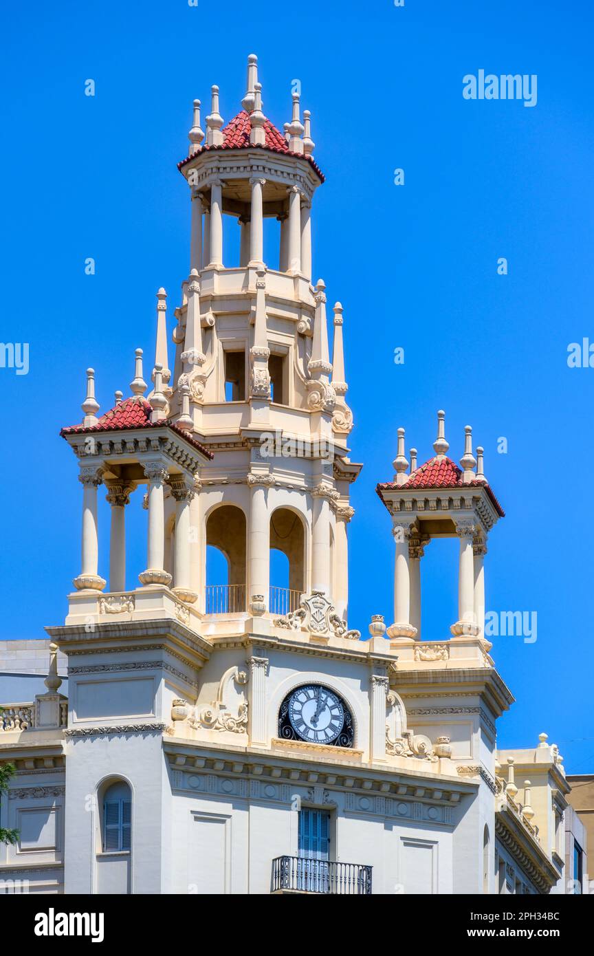 Capital decoration on top of building, Valencia, Spain Stock Photo
