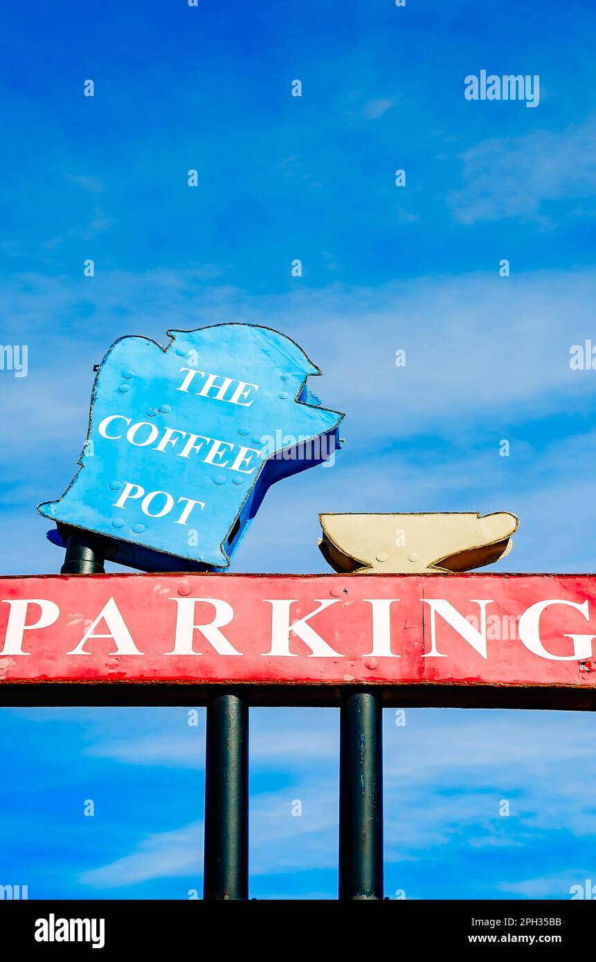 The Coffee Pot Cafe and Grill features a sign with a coffee pot, March