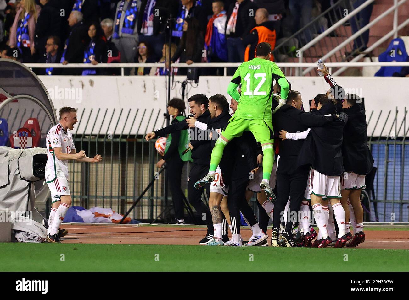 Split, Croatia. 25th Mar, 2023. SPLIT, CROATIA MARCH 25 Players of Wales celebrate their