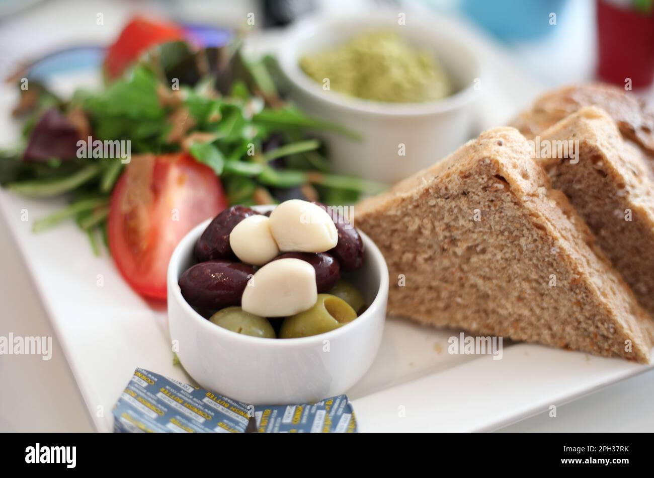Healthy lunch with bread and olives Stock Photo Alamy