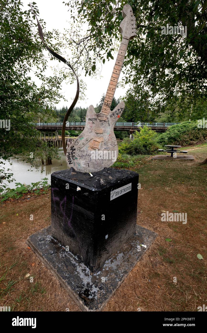 USA, Aberdeen, Washington State. Kurt Cobain Memorial Park Stock Photo