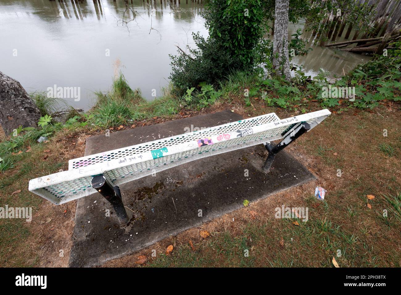 USA, Aberdeen, Washington State. Kurt Cobain Memorial Park Stock Photo