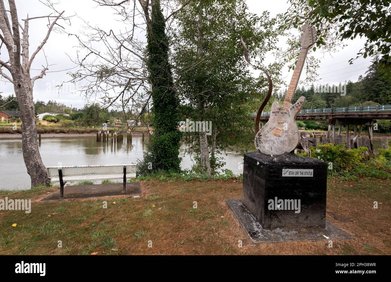 USA, Aberdeen, Washington State. Kurt Cobain Memorial Park Stock Photo
