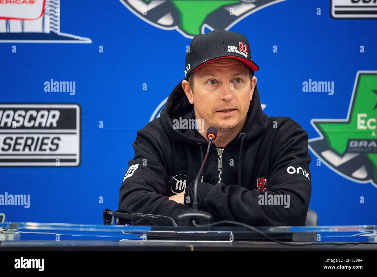 The Americas. 25th Mar, 2023. Kimi Raikkonen (91) with Trackhouse Racing at press conference prior to the EchoPark Automotive Grand Prix, Circuit of The Americas. Austin, Texas. Mario Cantu/CSM/Alamy Live News Stock Photo