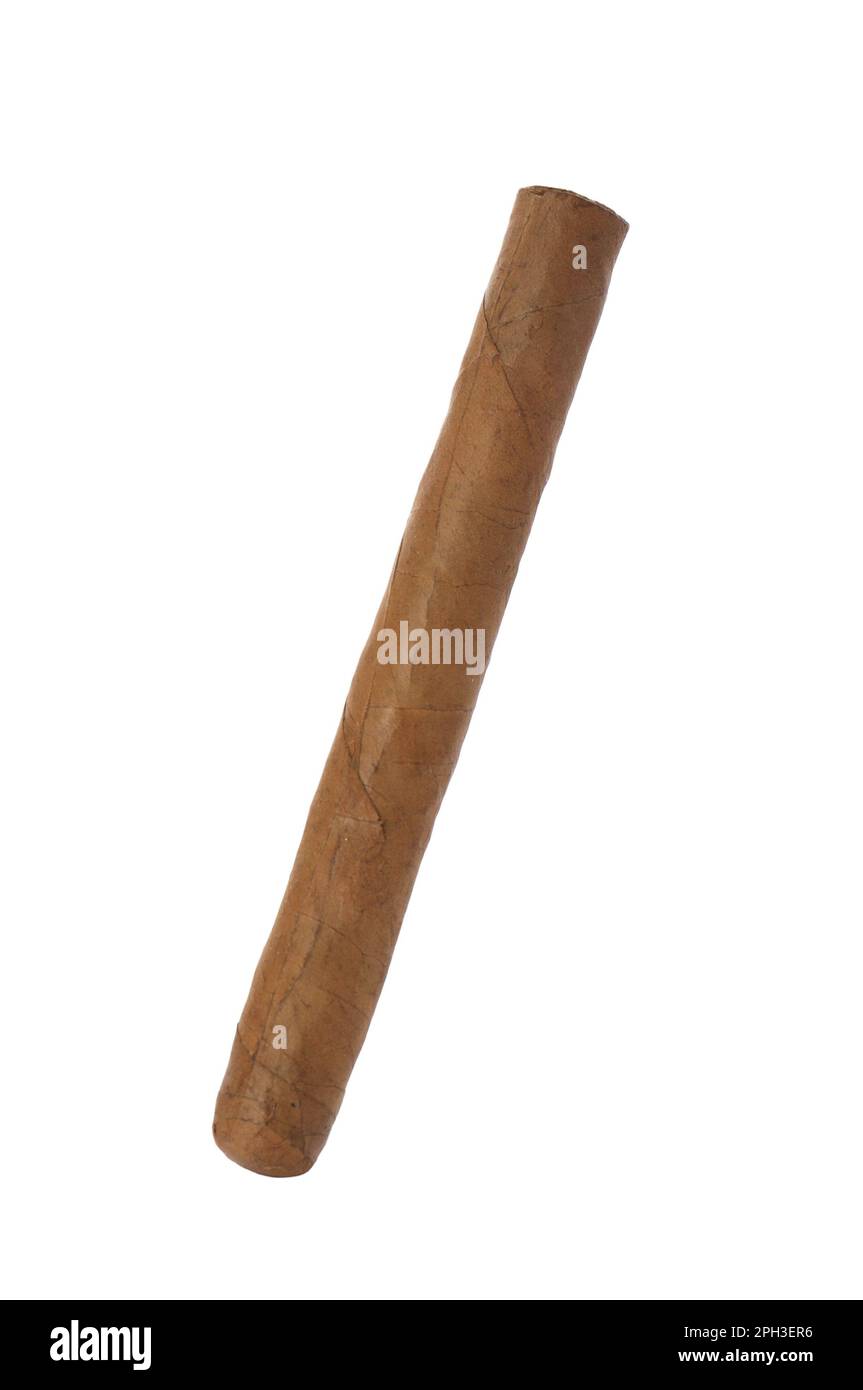 Cigar wrapped in tobacco leaf isolated on white Stock Photo Alamy