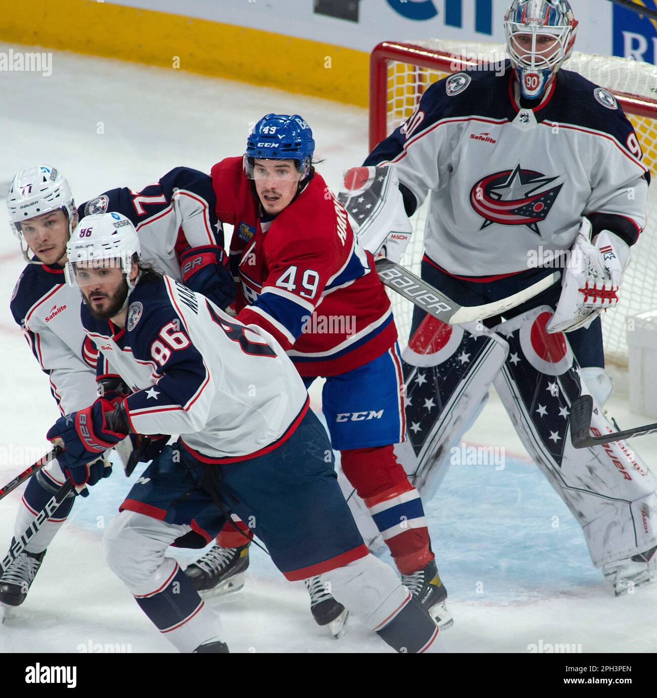 Montreal Canadiens Rafael Harvey Pinard 49 battles for position