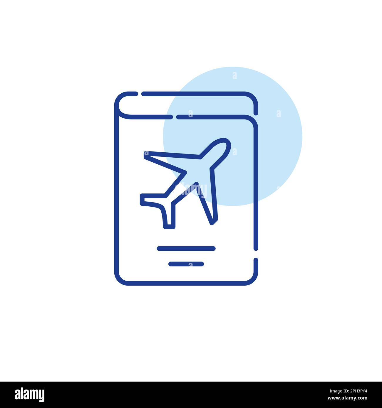 Travel passport with plane symbol. Pixel perfect editable stroke line ...