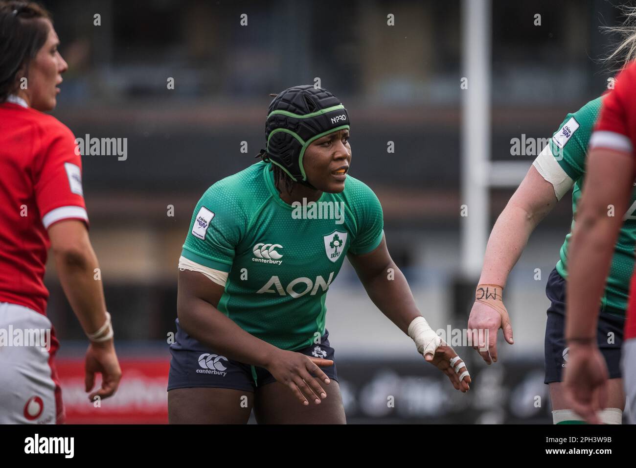 Cardiff, Wales. 25th March 2023. Linda Djougang (Ireland) during the TikTok Women’s Six Nations rugby match, Wales versus Ireland at Cardiff Park Arms Stadium in Cardiff, Wales. Credit: Sam Hardwick/Alamy Live News. Stock Photo