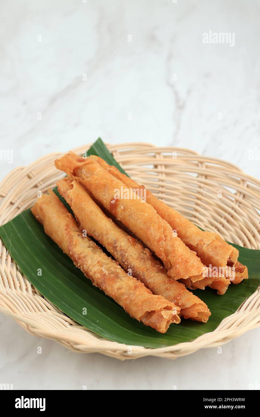 Pisang Aroma or Banana Spring Roll, Deep Fried Mixture Banana and Sugar