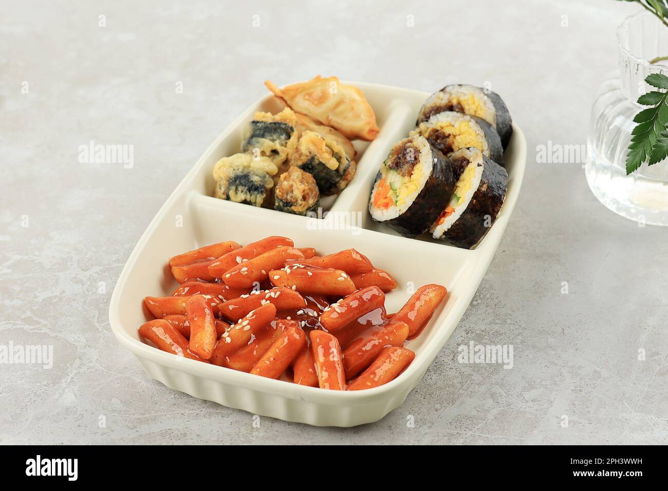 Korean Set Street Food Snack Bar Menu, Tteokbokki, Gimmari, and Gimbap