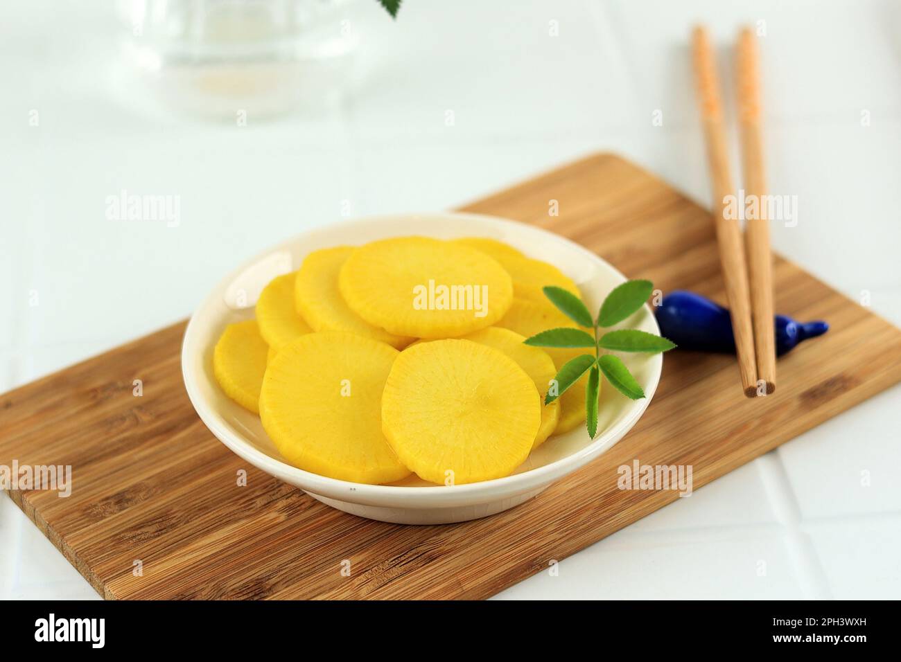 Takuan or Danmuji, Asian Side Dish Made from Radish with Yellow Color