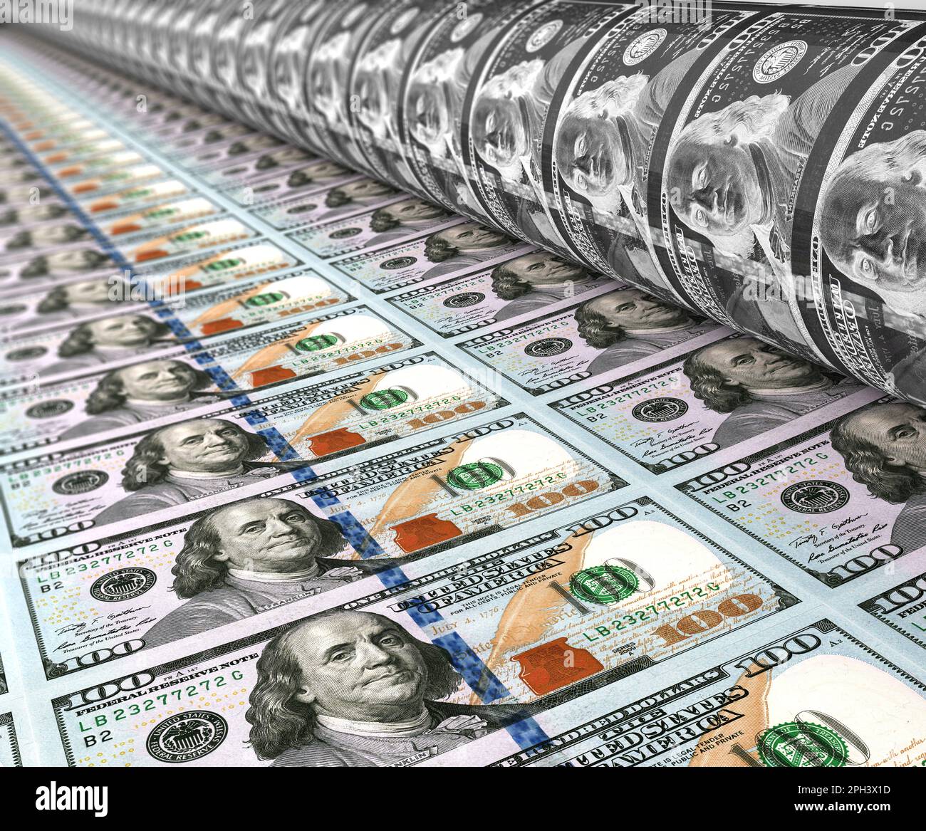Money Printing 100 US Dollar Banknotes Stock Photo - Alamy