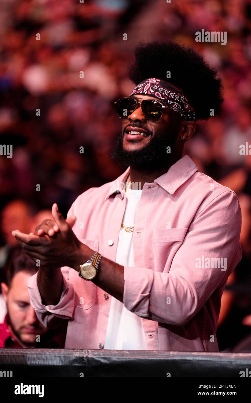 SAN ANTONIO, TEXAS - March 25: Aljamain Sterling at AT&T Center for UFC Fight Night - Vera vs Sandhagen - Ceremonial on March 25, 2023 in SAN ANTONIO, United States. (Photo by Louis Grasse/PxImages) Stock Photo