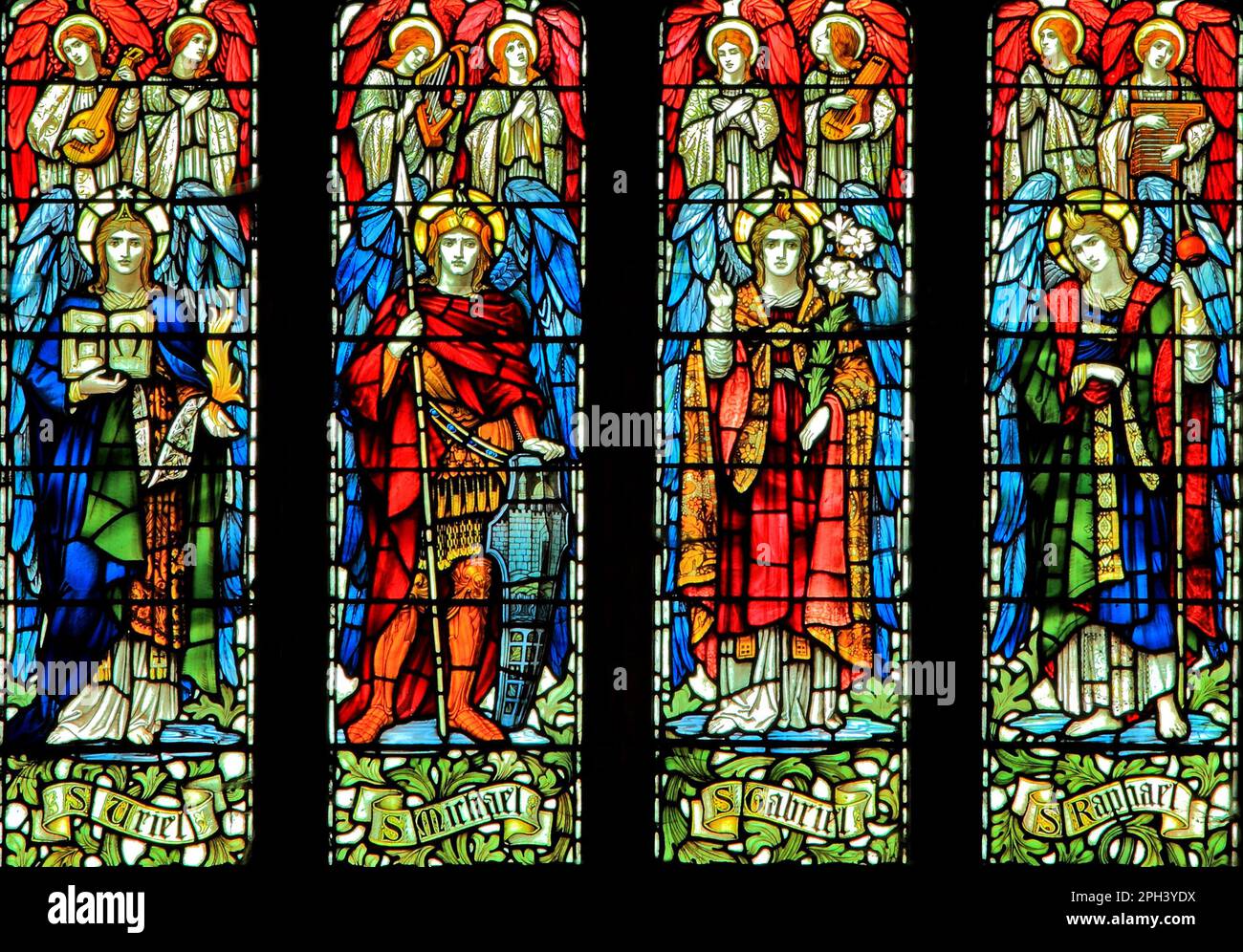 Four Archangels, saint Uriel, saint Michael, Saint Gabriel, Saint Raphael, stained glass