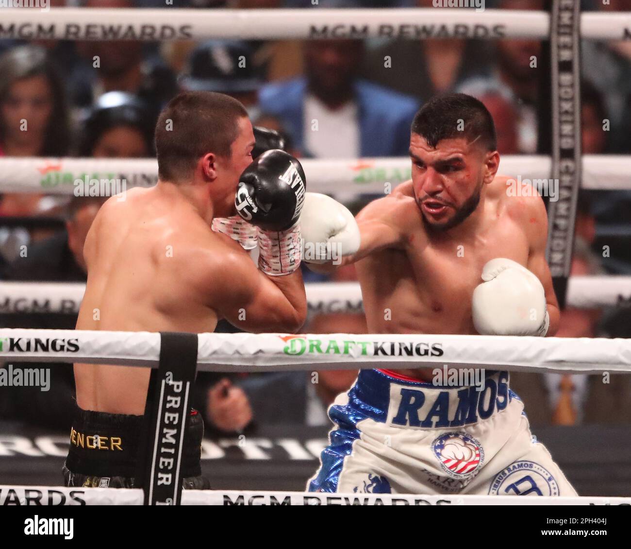 LAS VEGAS, NEVADA MARCH 25 (RL) Jesus Ramos punches Joseph Spencer