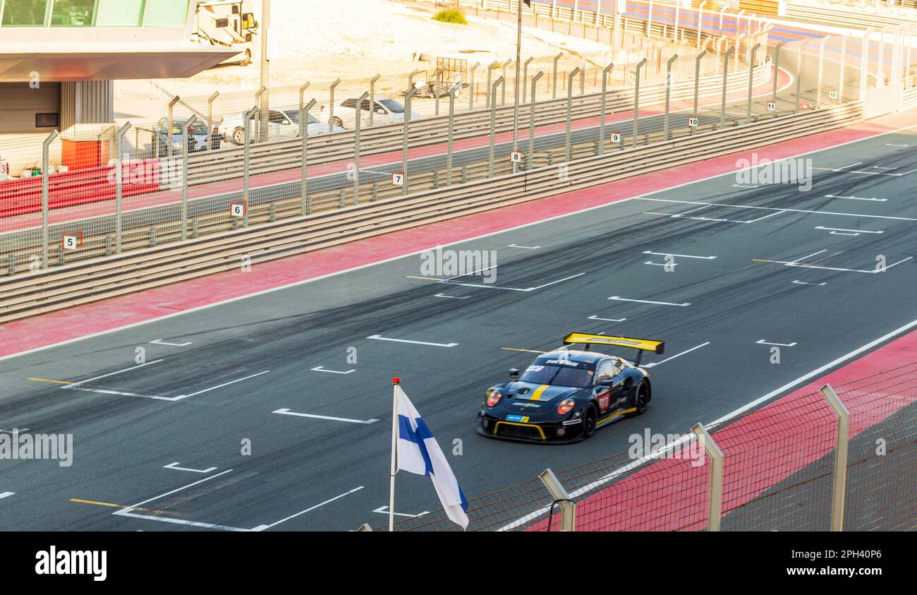 Dubai, UAE 01.14.2023 Racing cars on Dubai Autodrome circuit during