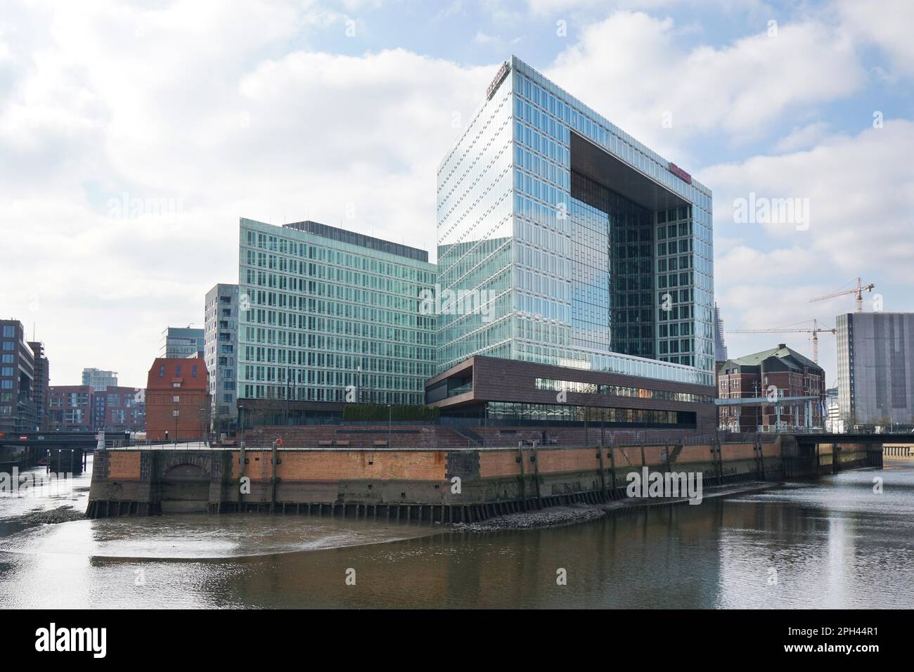 Hamburg, Germany - March 12, 2016: Headquarter of German magazine and publishing house Der Spiegel at Ericusspitze in Hafencity district Stock Photo