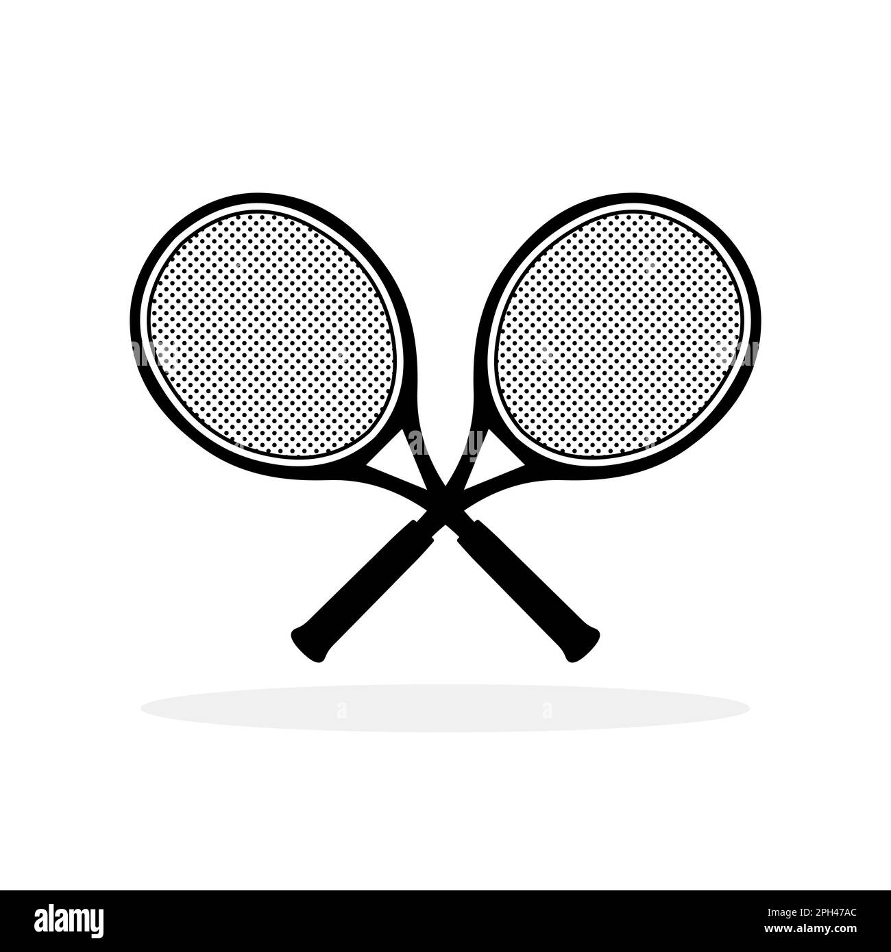 Tennis rackets black icon. Simple symbol of crossed tennis rackets