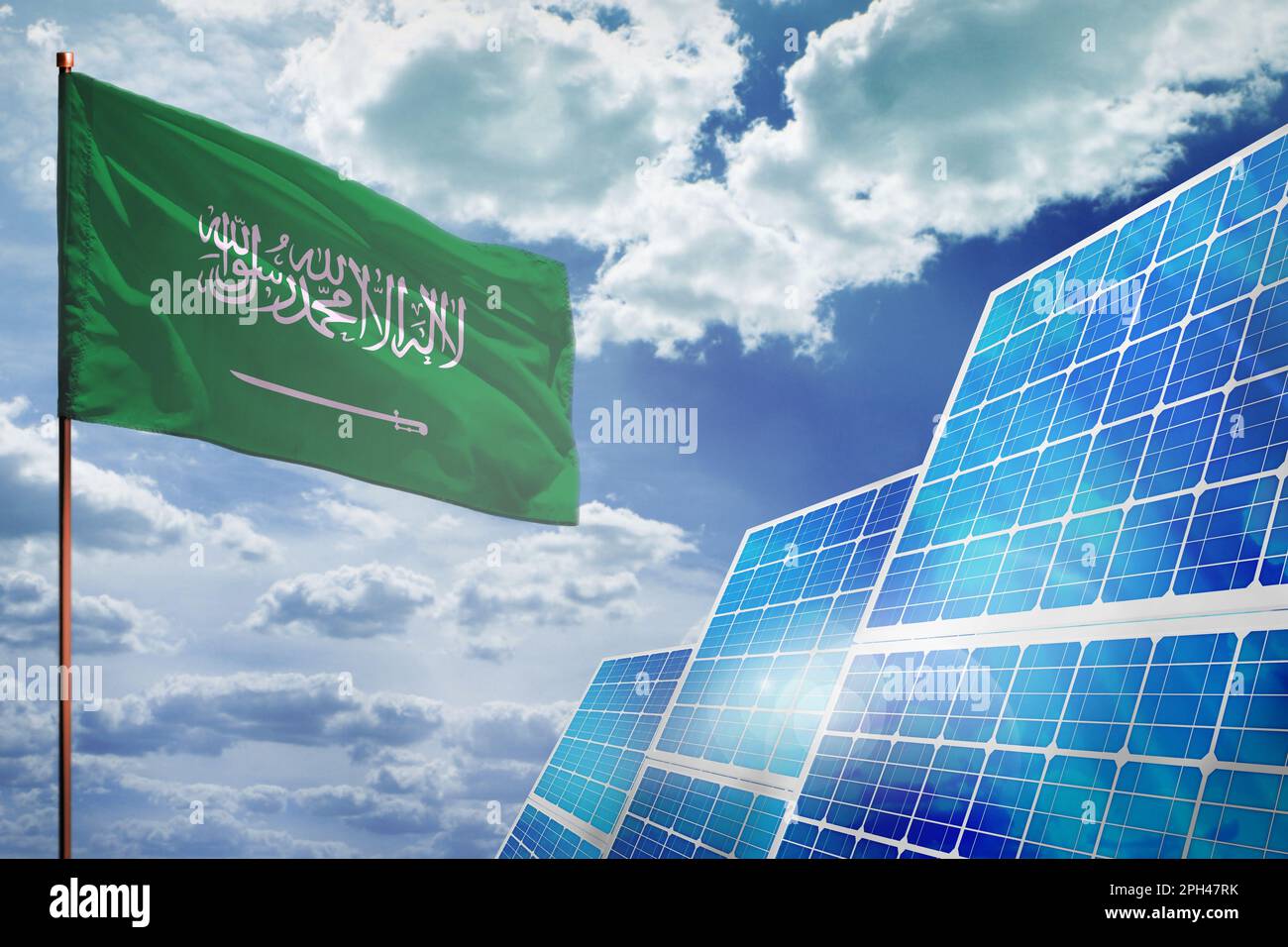 Saudi Arabia solar energy, alternative energy industrial concept with ...