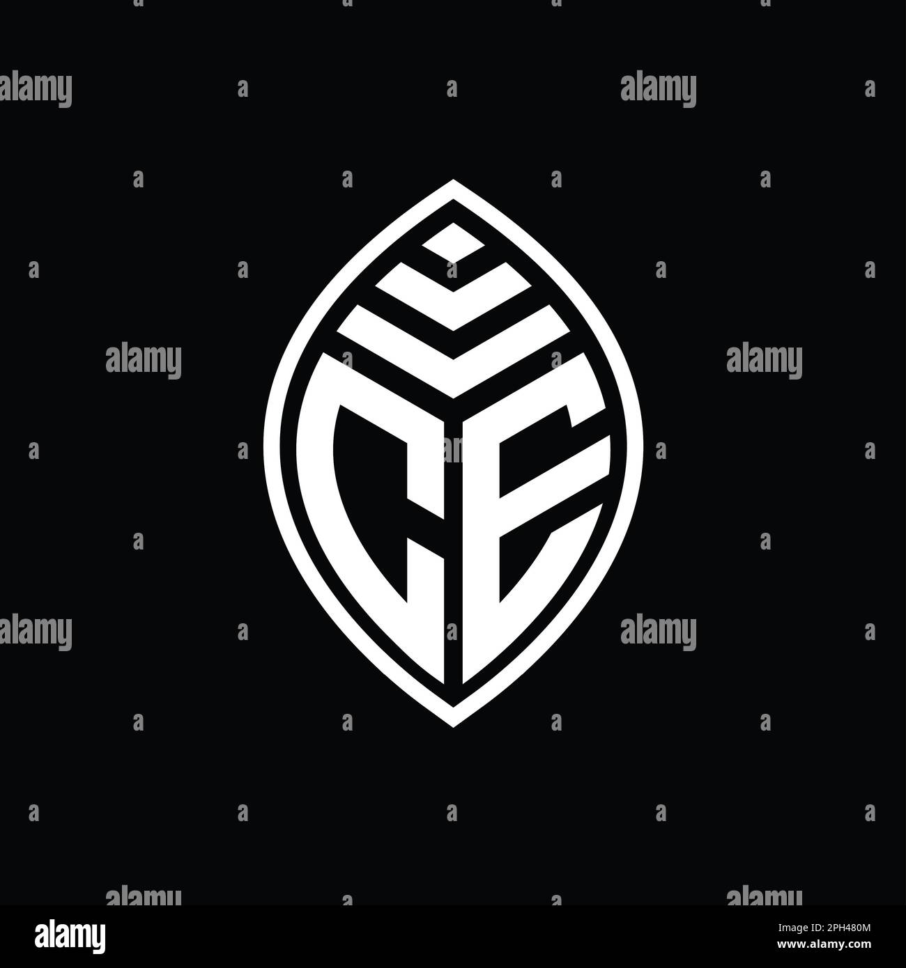 CE Logo monogram elegant leaf shape isolated outline design template ...