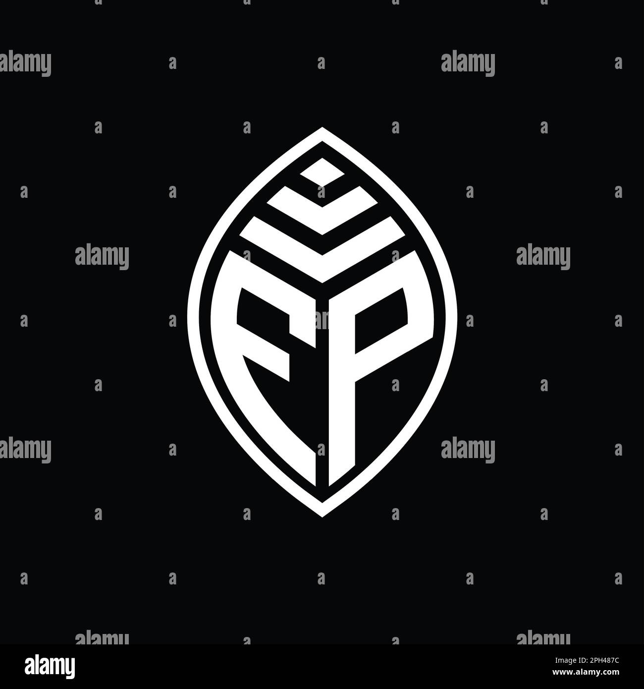 FP Logo monogram elegant leaf shape isolated outline design template Stock Photo