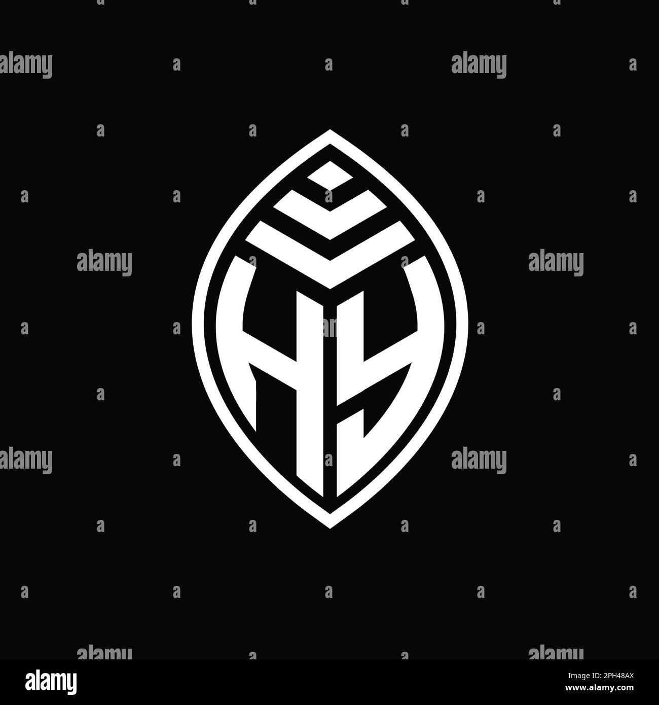 HY Logo monogram elegant leaf shape isolated outline design template Stock Photo
